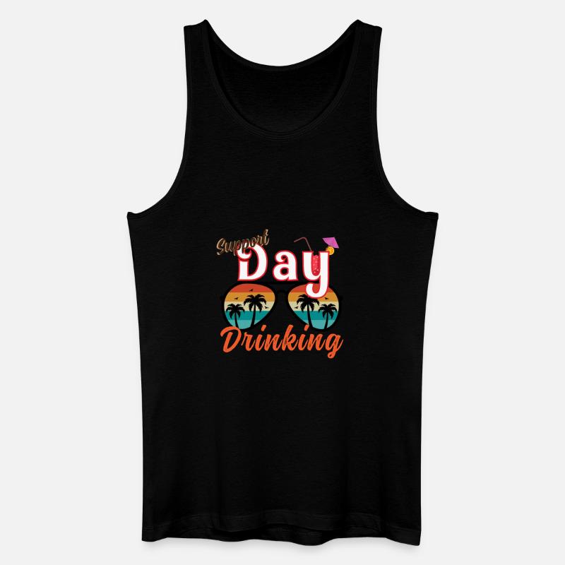 Day Drinking Palm Print - Männer Bio Tank Top - Schwarz