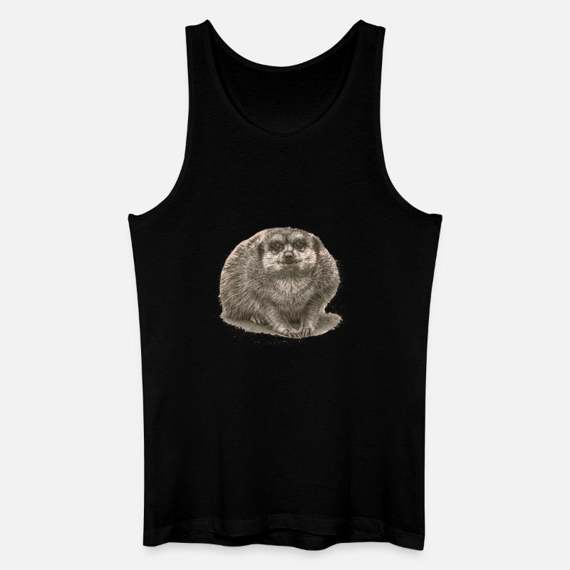 Erdmännchen sitzt im Sand - Männer Bio Tank Top - Schwarz