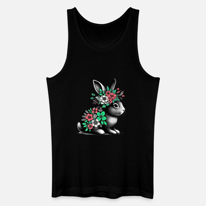 Hase mit Blumen - Männer Bio Tank Top - Schwarz