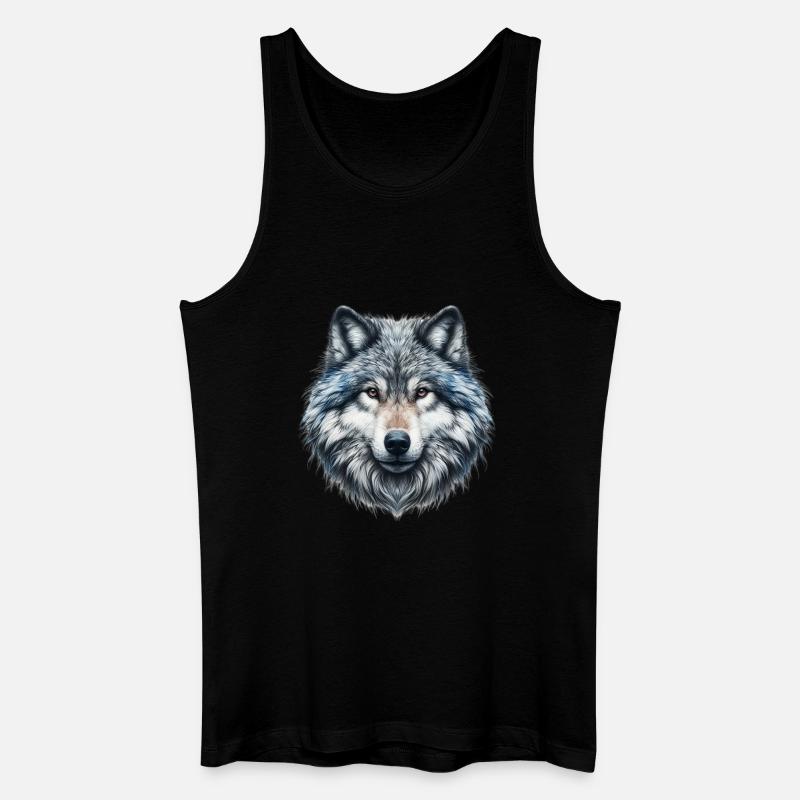 Wolf - Männer Bio Tank Top - Schwarz