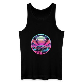 Retro Sunset Muscle Car Driving - Men’s Organic Tank Top - black - Front