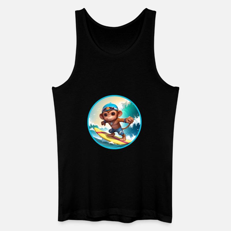 Fröhlicher surfender Affe - Männer Bio Tank Top - Schwarz