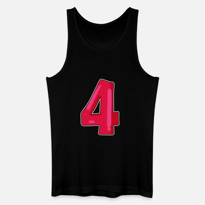 Zahl Nummer Vier 4 - Männer Bio Tank Top - Schwarz