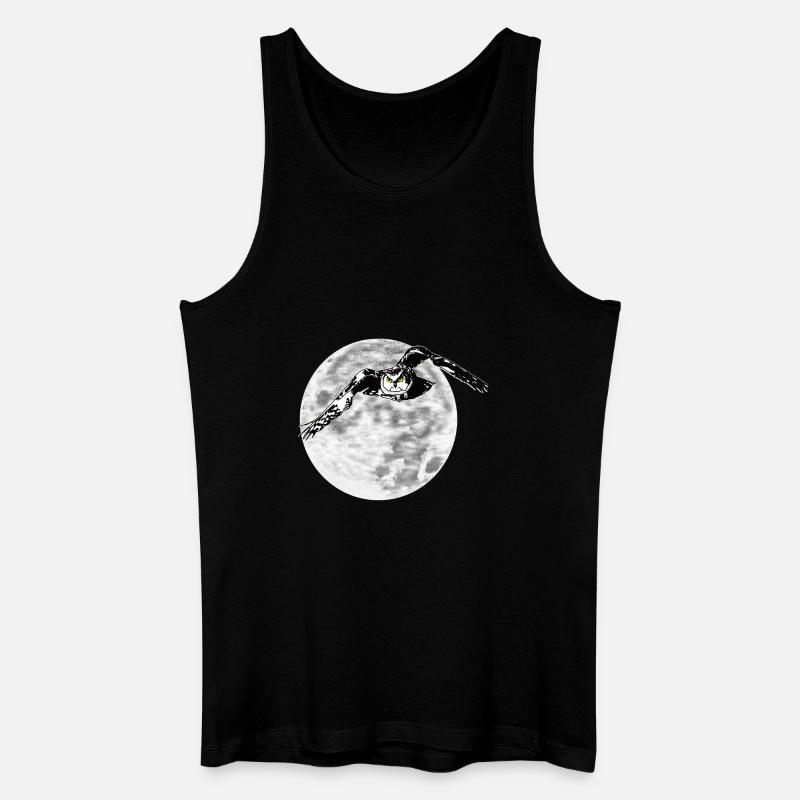 Hibou devant la lune - Débardeur bio Homme - noir