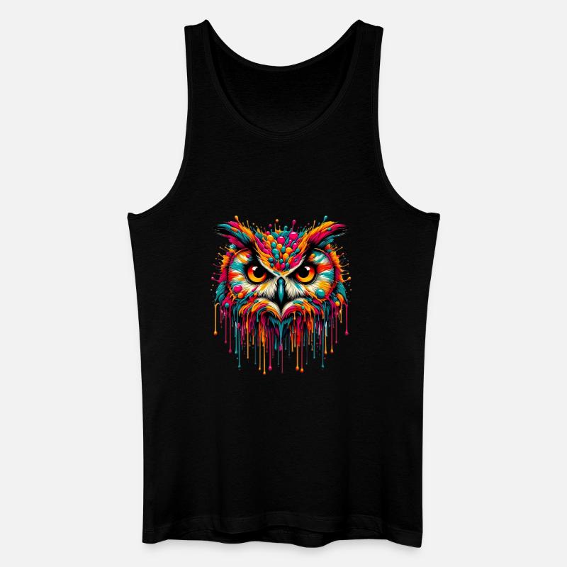 Eule - Männer Bio Tank Top - Schwarz