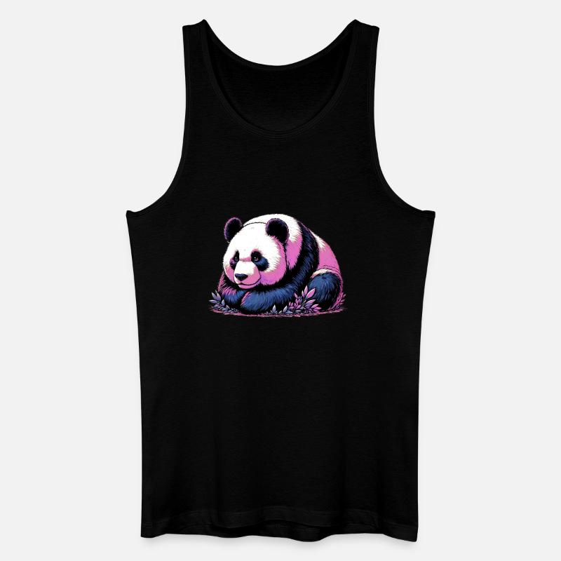 Panda - Männer Bio Tank Top - Schwarz