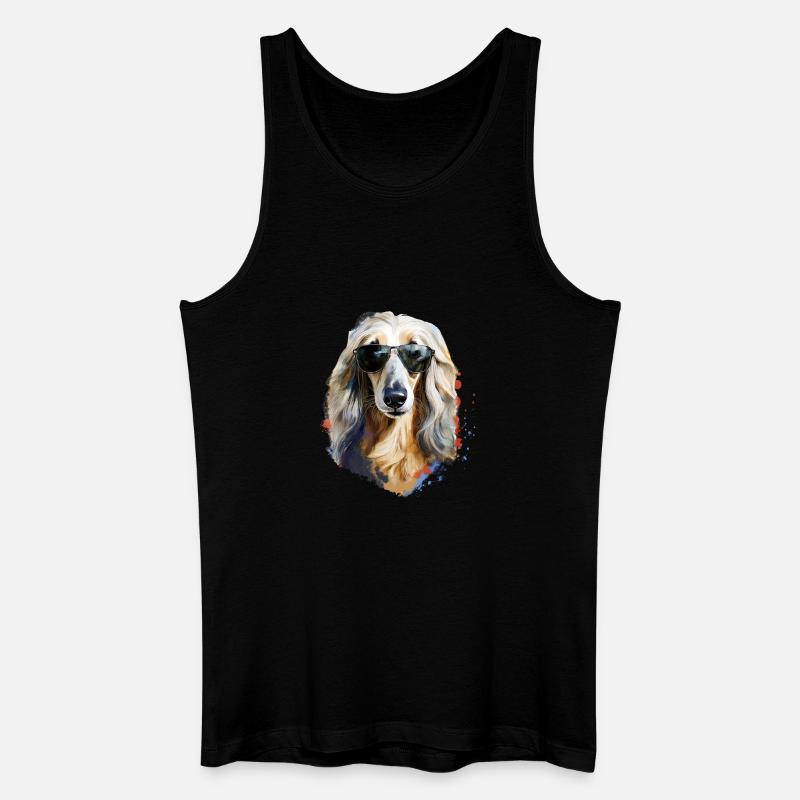 Afghanischer Windhund mit Sonnenbriller - Männer Bio Tank Top - Schwarz