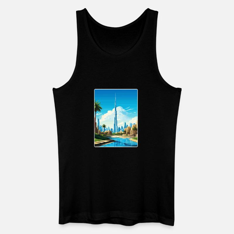 Dubai Skyline Illustration - Männer Bio Tank Top - Schwarz