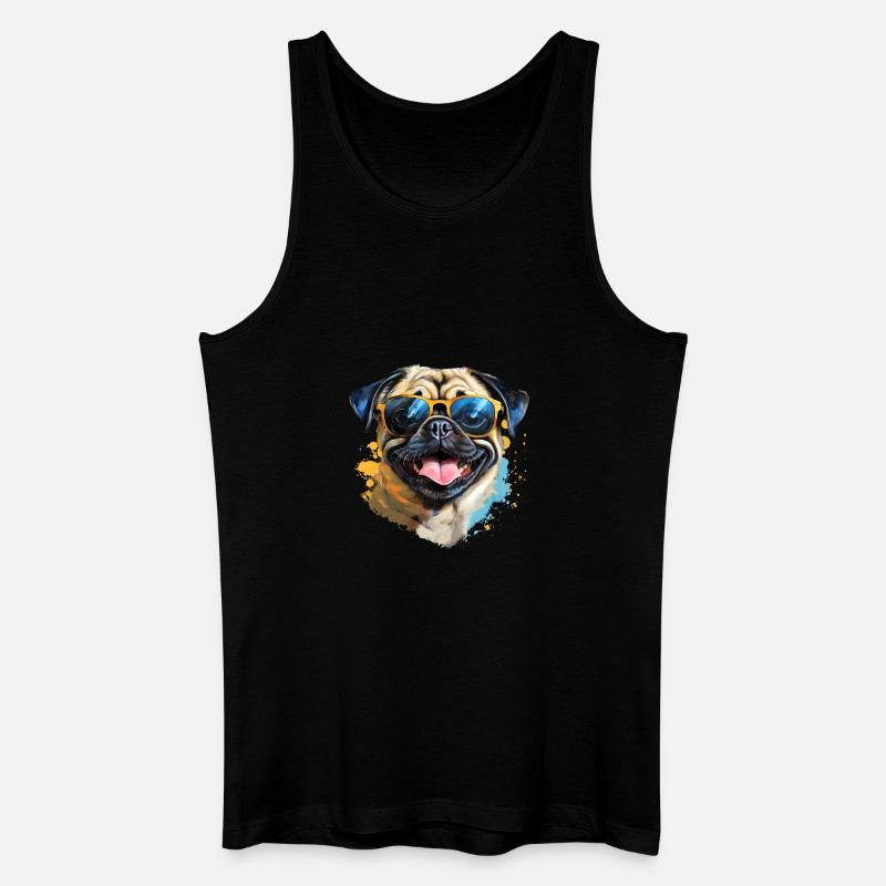 Mops mit Sonnenbrille - Männer Bio Tank Top - Schwarz