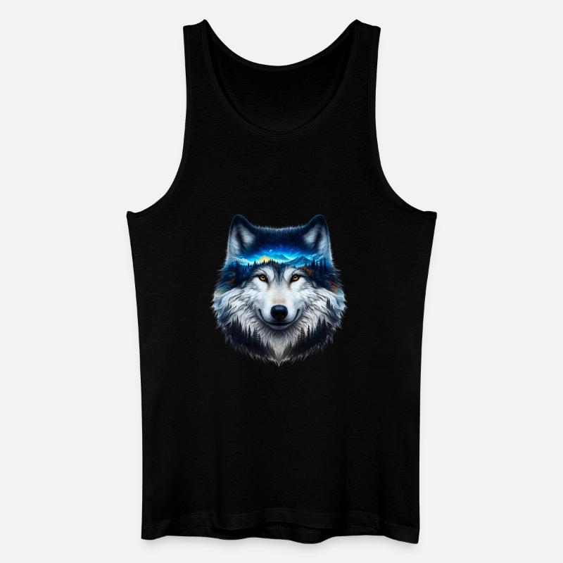 Wolf - Männer Bio Tank Top - Schwarz