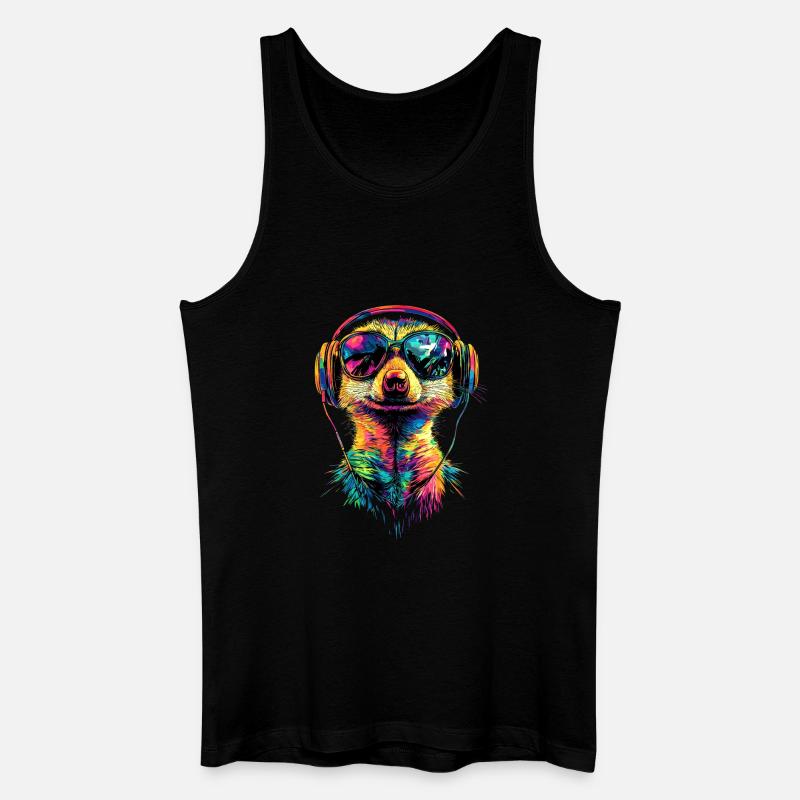 Erdmännchen Sonnenbrille Bunt Süßes Erdmännchen - Männer Bio Tank Top - Schwarz