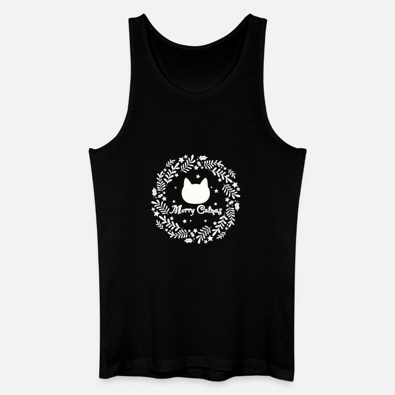 Weihnachtskranz mit Katze - Merry Catmas - Männer Bio Tank Top - Schwarz