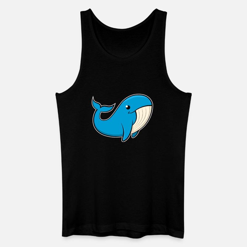 Image joyeuse d’une baleine bleue - Débardeur bio Homme - noir