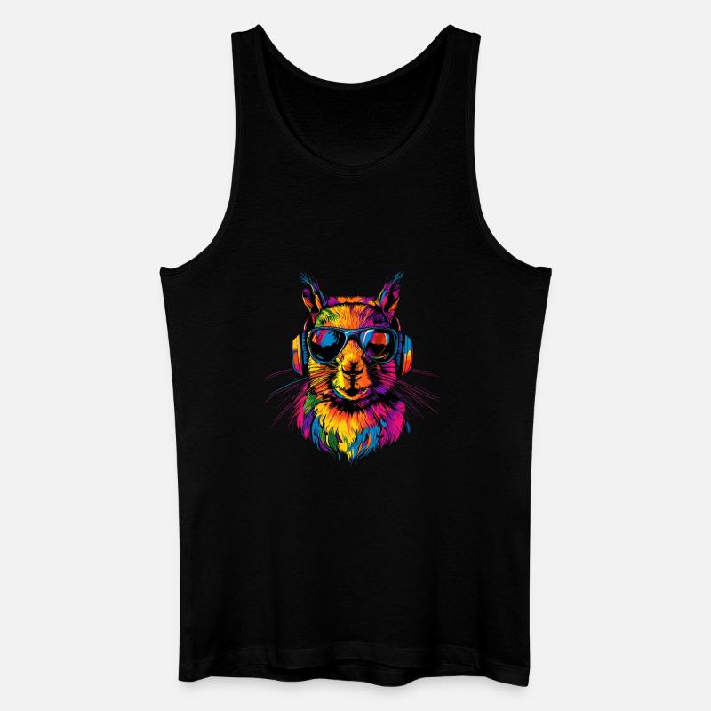 Eichhörnchen Kopfhörer Bunt Popart DJ Eichhörnchen - Männer Bio Tank Top - Schwarz