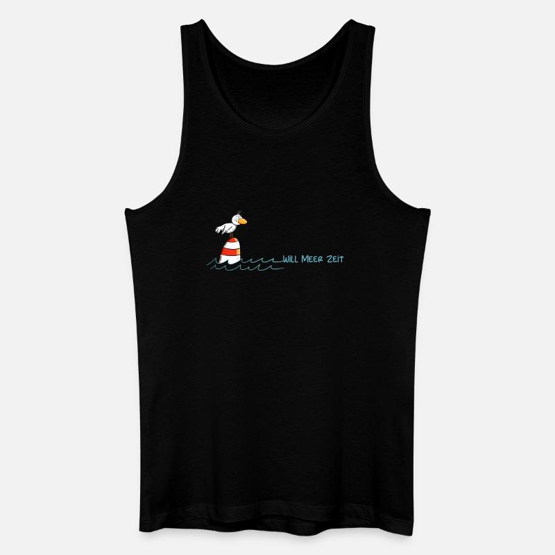 Drollige Möwe Will Meer Zeit - Männer Bio Tank Top - Schwarz