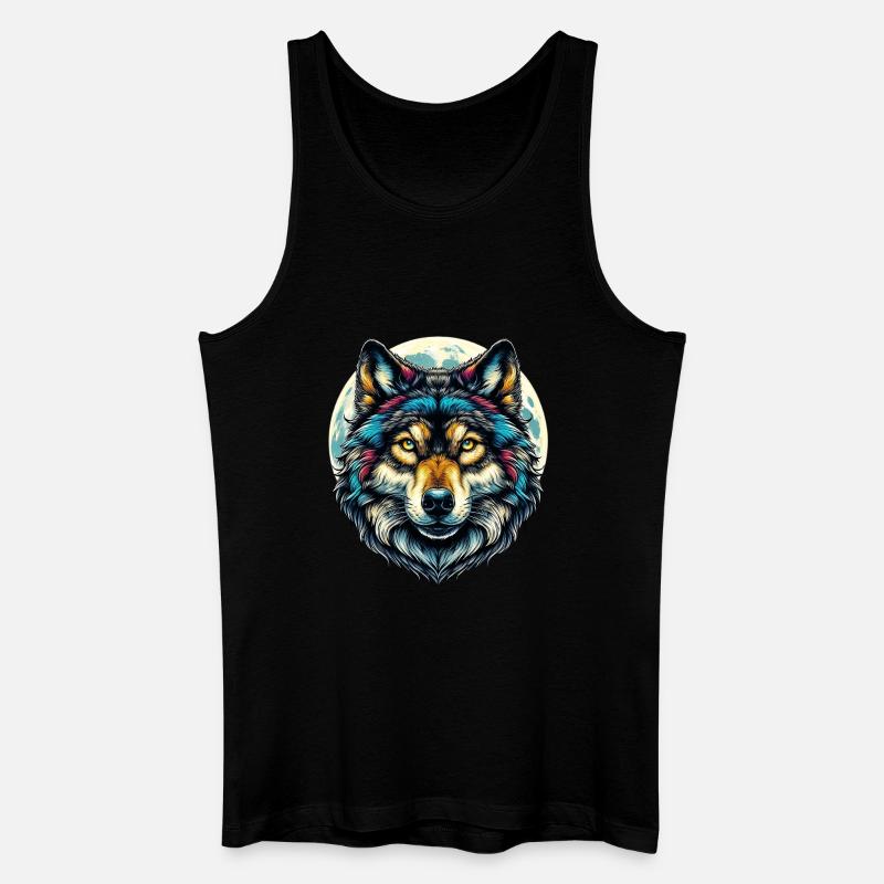 Wolf - Männer Bio Tank Top - Schwarz