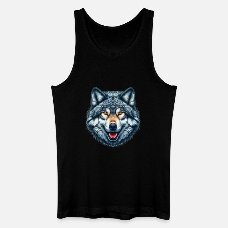 Wolf - Männer Bio Tank Top - Schwarz