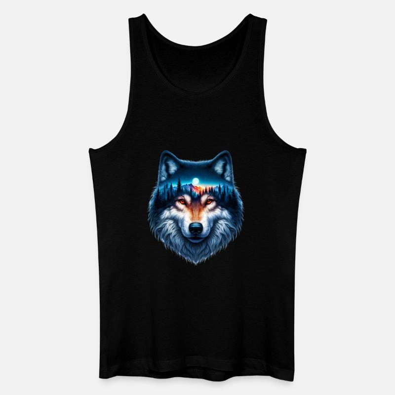 Wolf - Männer Bio Tank Top - Schwarz