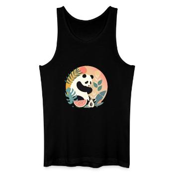 Panda avec des plantes et des fruits exotiques - Débardeur bio Homme - noir - Devant