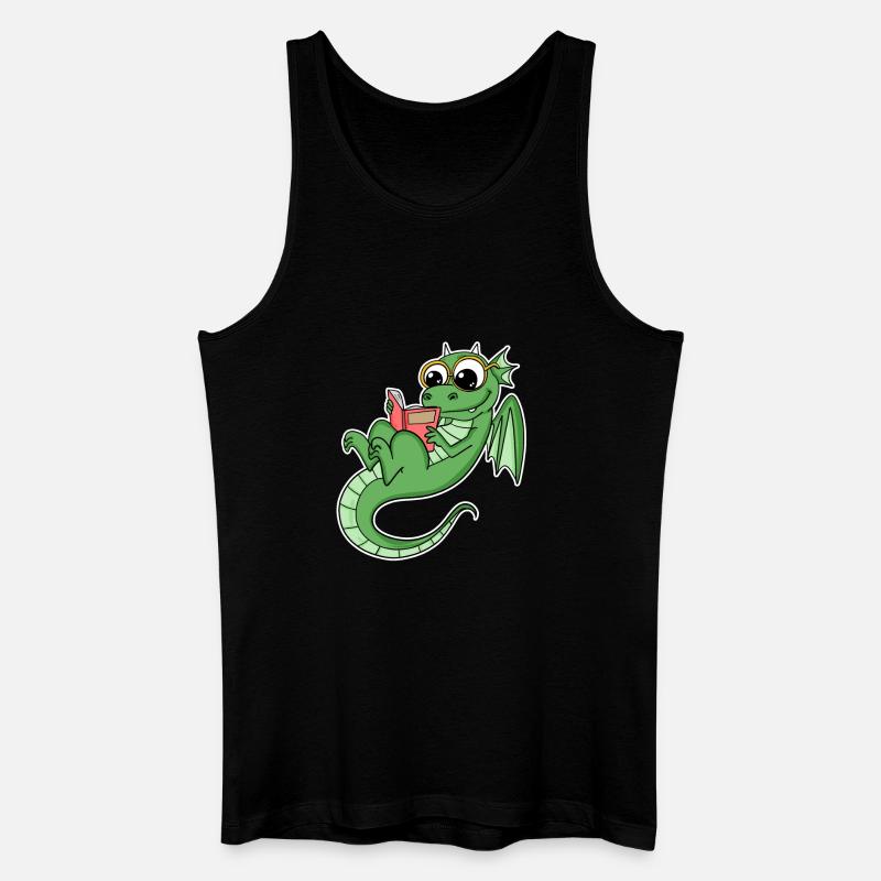 Drache Bücher Buch Lesen - Männer Bio Tank Top - Schwarz