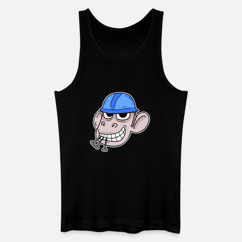 Affe Baustelle Bauarbeiter - Männer Bio Tank Top - Schwarz