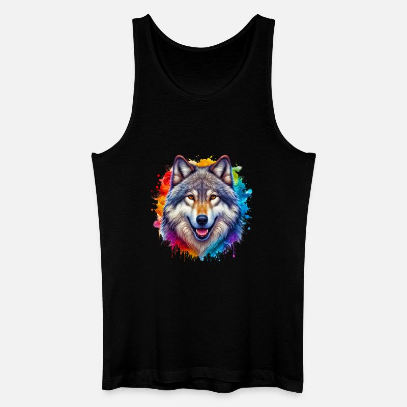 Wolf - Männer Bio Tank Top - Schwarz