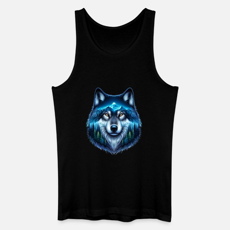 Wolf - Männer Bio Tank Top - Schwarz