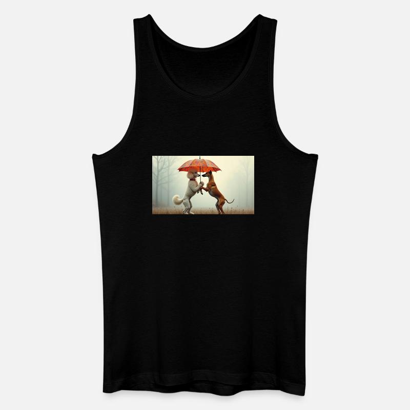 Hunde unter Regenschirm - Männer Bio Tank Top - Schwarz
