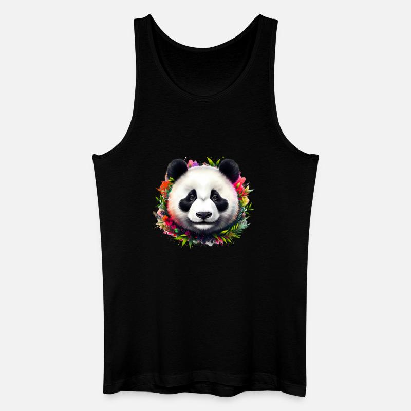 Panda - Männer Bio Tank Top - Schwarz