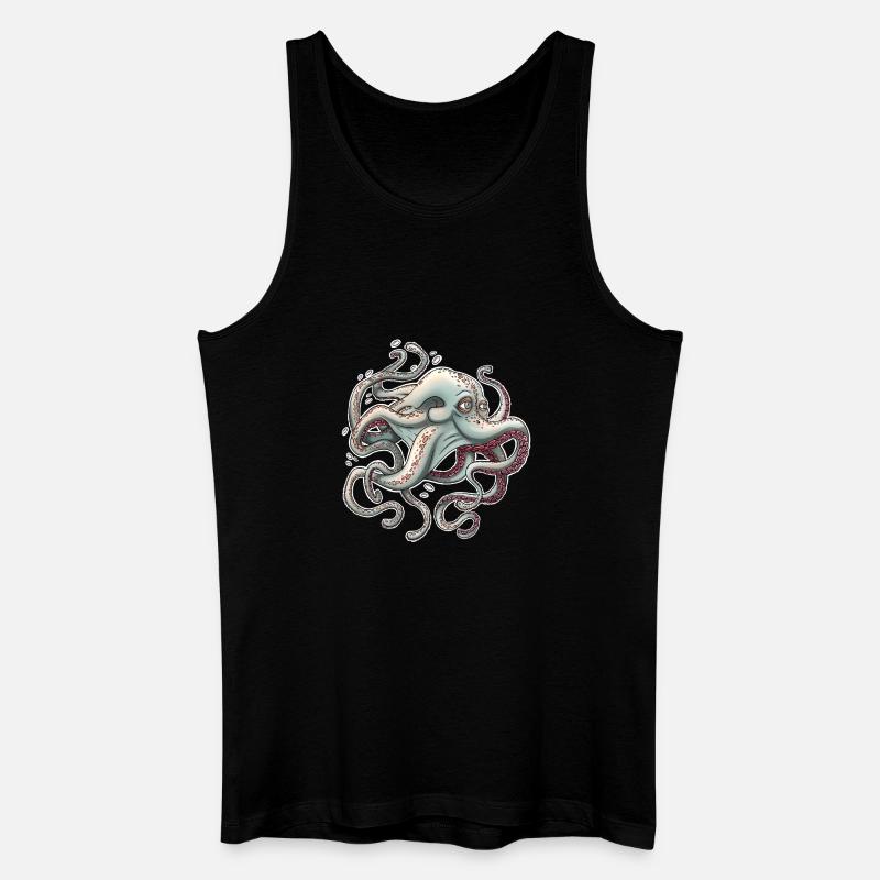 Whimsical Octopus with Dreamy Expression - Men’s Organic Tank Top - black