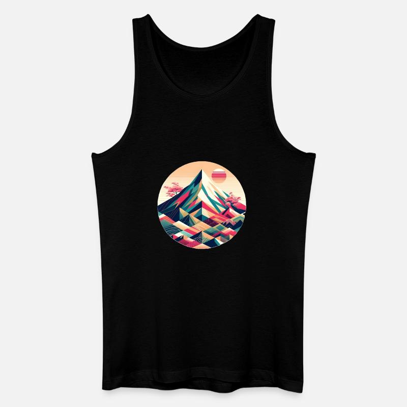 Geometric Mount Fuji - Männer Bio Tank Top - Schwarz