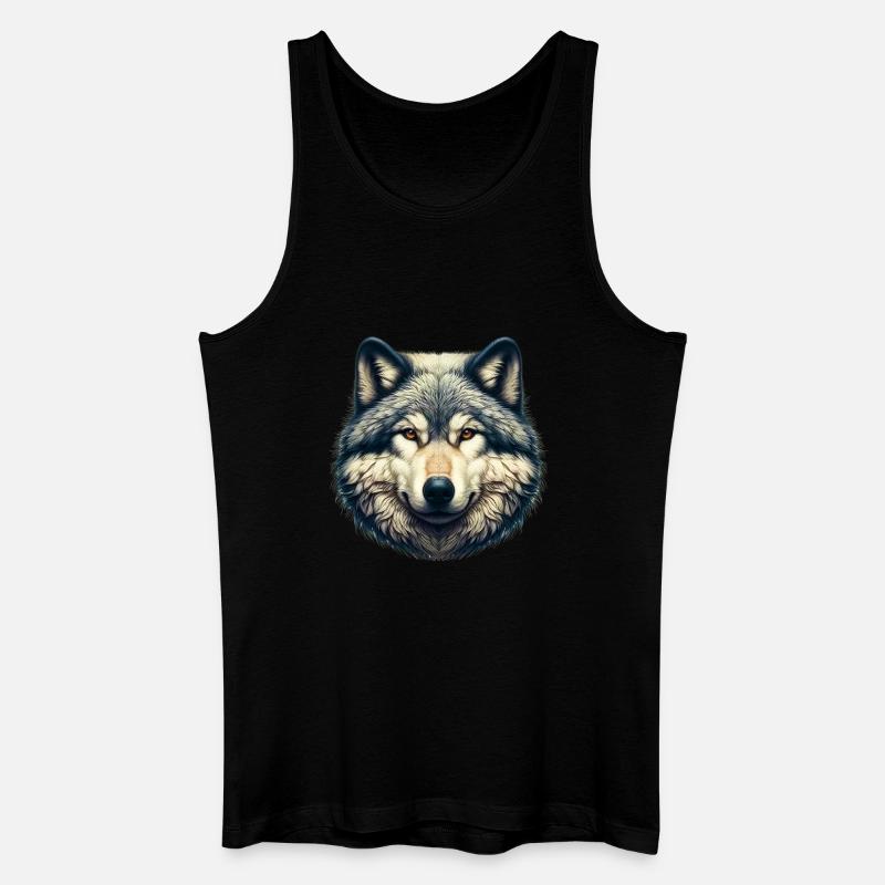Wolf - Männer Bio Tank Top - Schwarz
