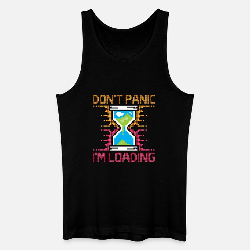 Don't Panic – Pixel Loading Sanduhr - Männer Bio Tank Top - Schwarz