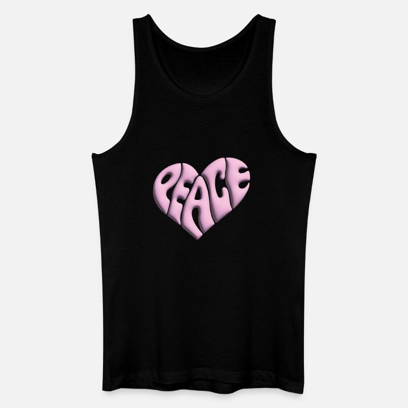 Peace Herz 3d pink - Männer Bio Tank Top - Schwarz