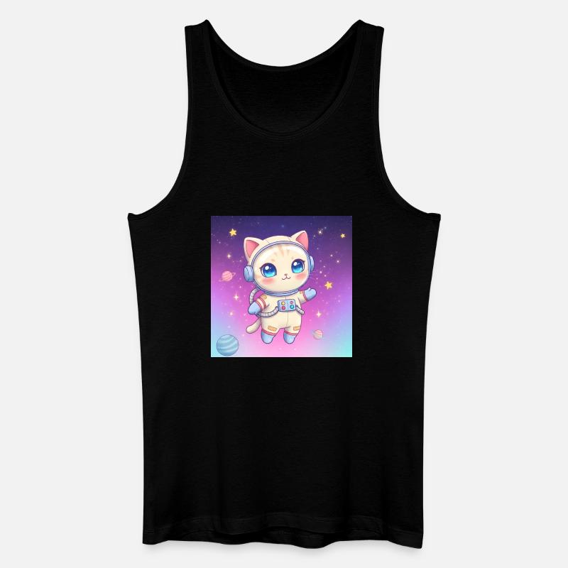 Astronaut Kätzchen - Männer Bio Tank Top - Schwarz