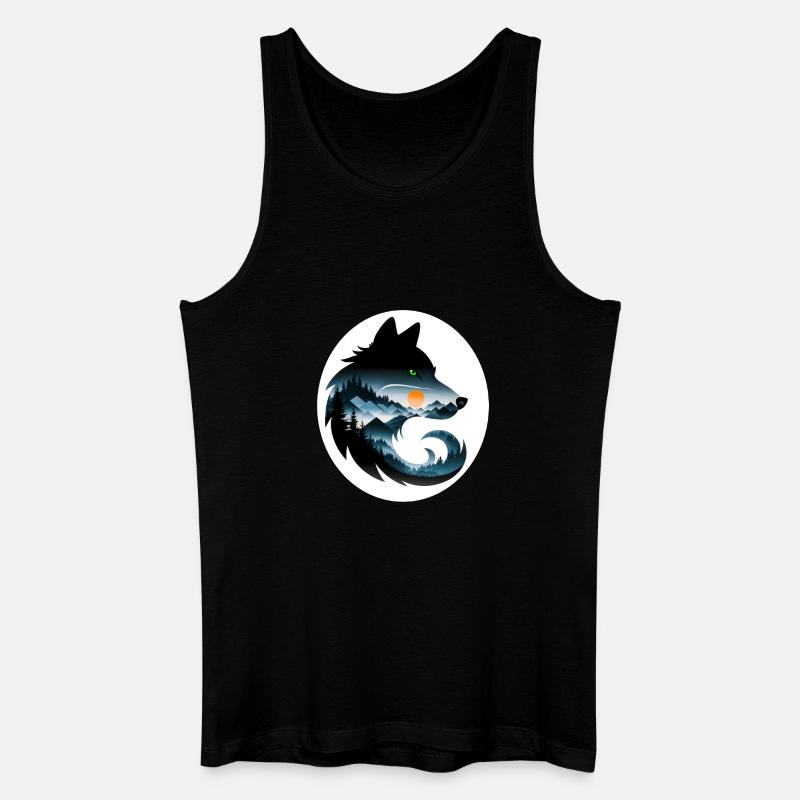 Wolf Landschaft - Männer Bio Tank Top - Schwarz