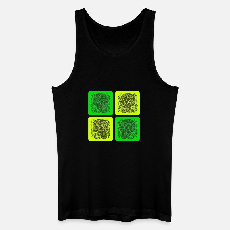 Buntes Totenkopf – Mexiko Design - Männer Bio Tank Top - Schwarz