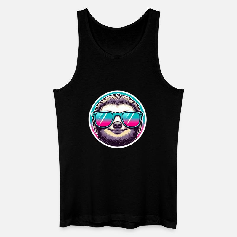 Faultier mit Sonnenbrille in Pastell - Männer Bio Tank Top - Schwarz