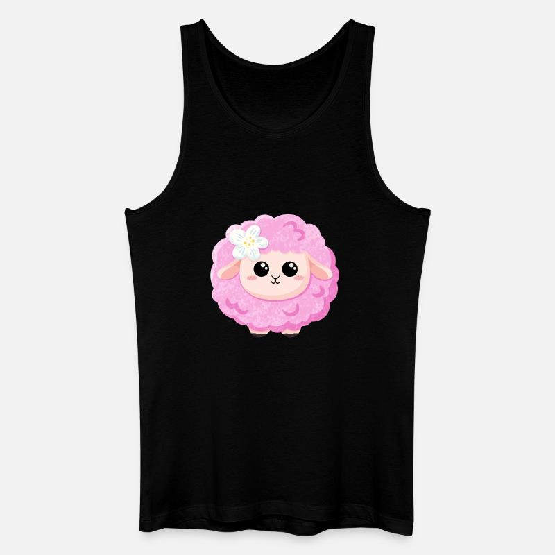 Süßes rosa Schaf - Männer Bio Tank Top - Schwarz