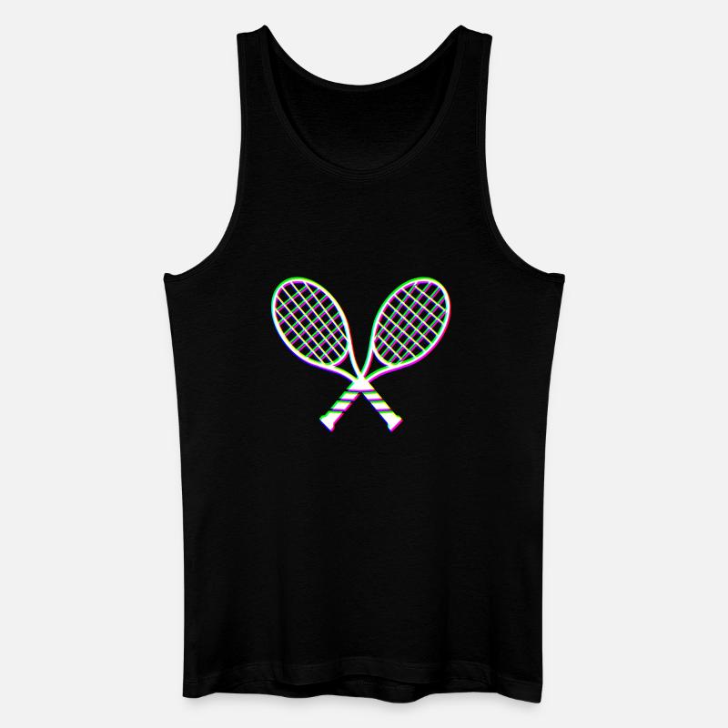 Tennis Glitch effekt racket - Männer Bio Tank Top - Schwarz