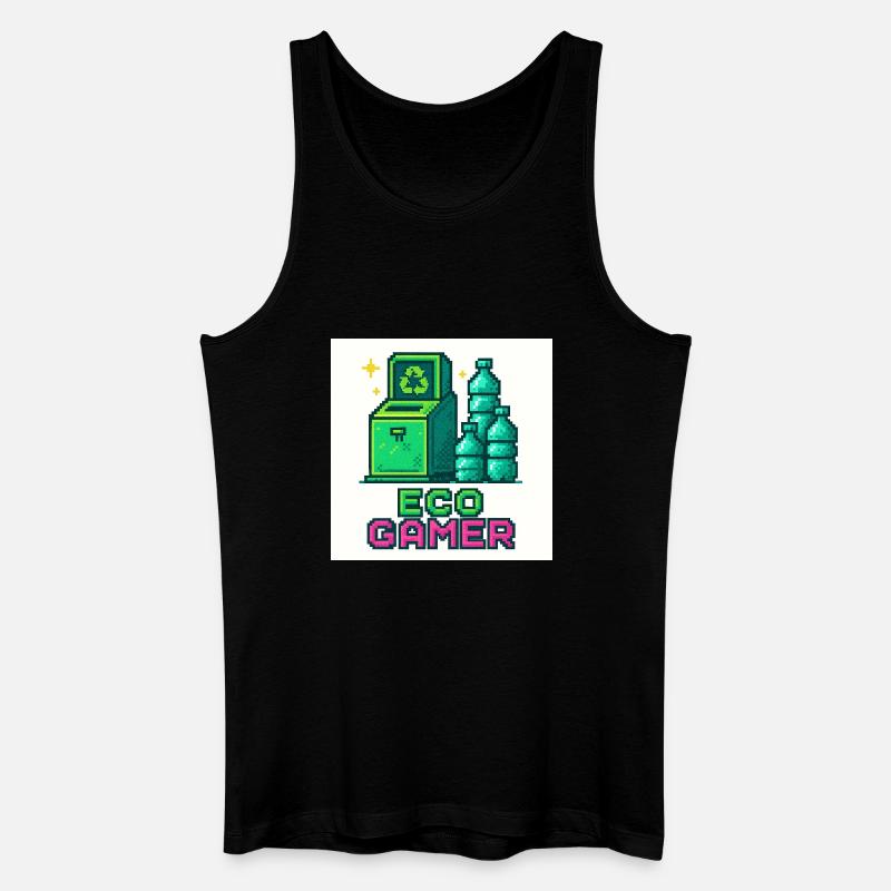 Pixel Eco Gamer Design - Männer Bio Tank Top - Schwarz