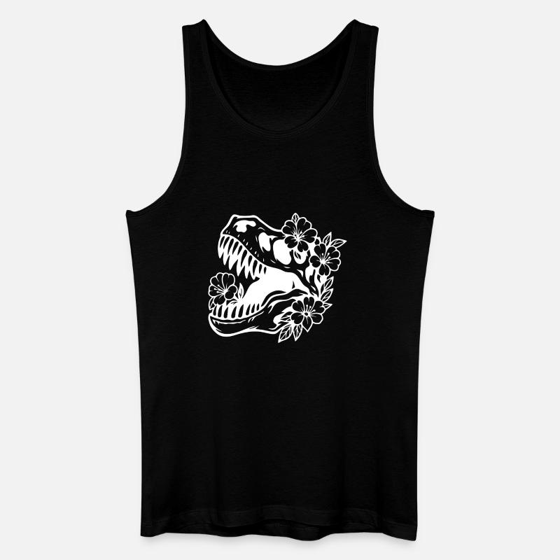 Blumen Dinosaurier Silhouette Design - Männer Bio Tank Top - Schwarz