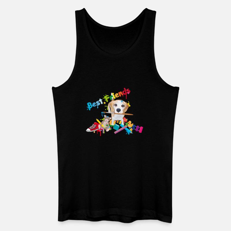 Bunter Freundschaftsgruß mit Beagle & Spielzeug - Männer Bio Tank Top - Schwarz