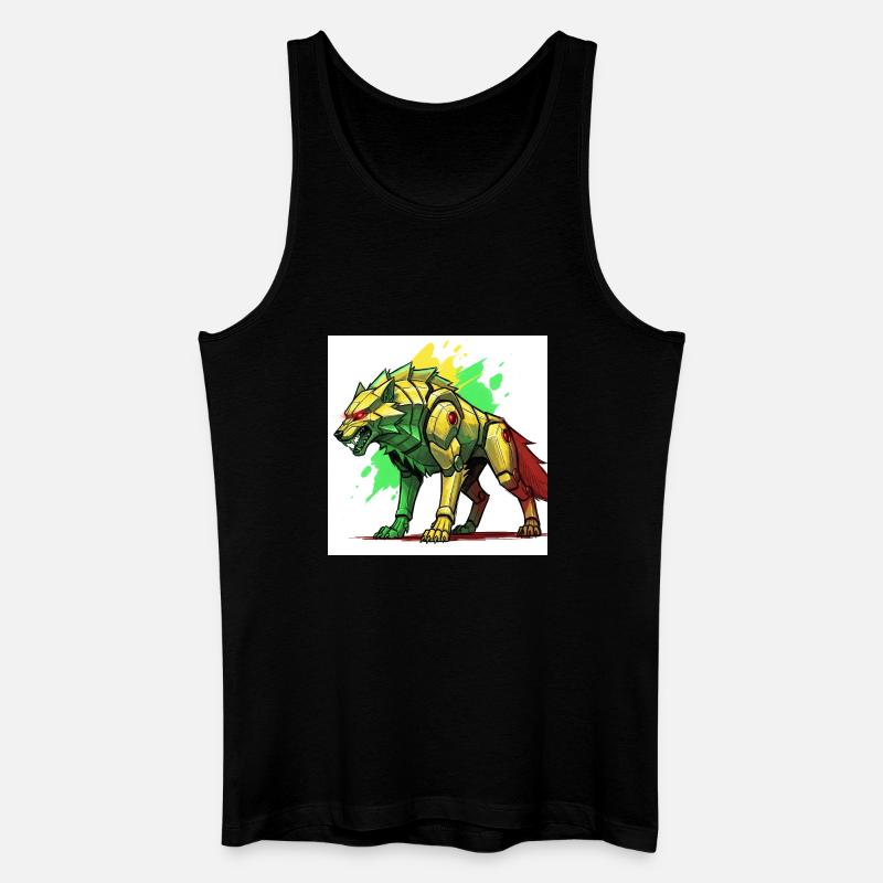 Futuristischer Löwe mit Cyborg-Design - Männer Bio Tank Top - Schwarz