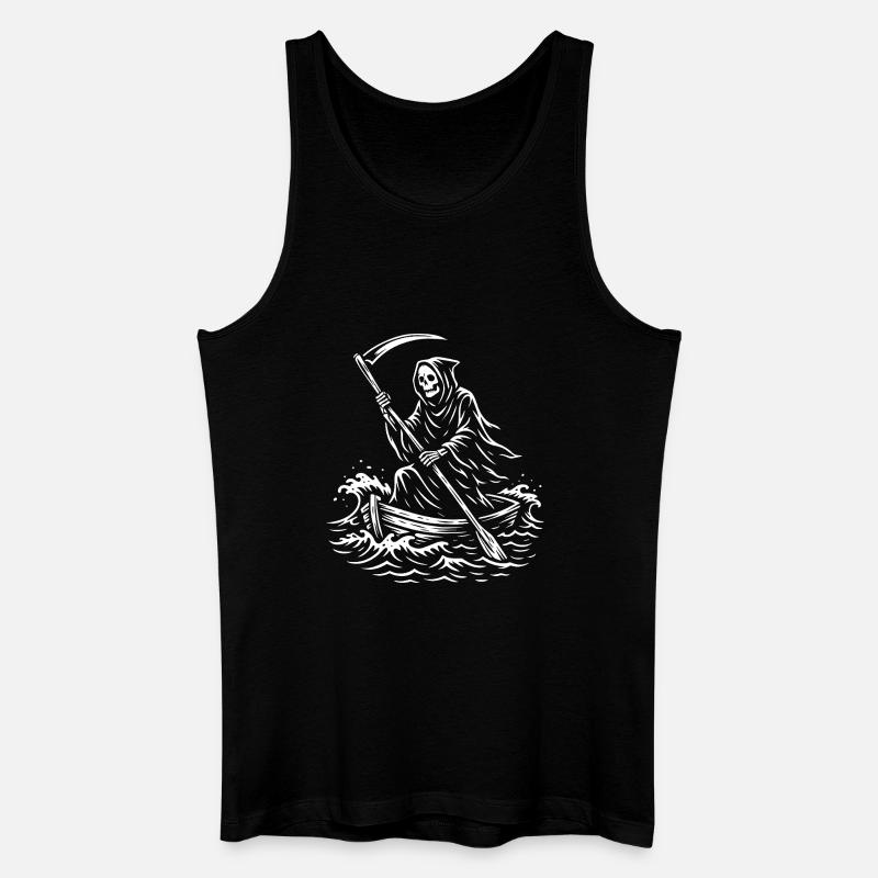 Makabres Sensenmann-Bootsdesign - Männer Bio Tank Top - Schwarz
