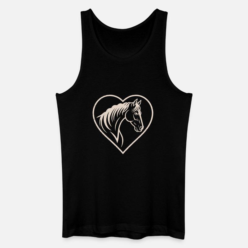 Herz und Pferd Silhouette Design - Männer Bio Tank Top - Schwarz