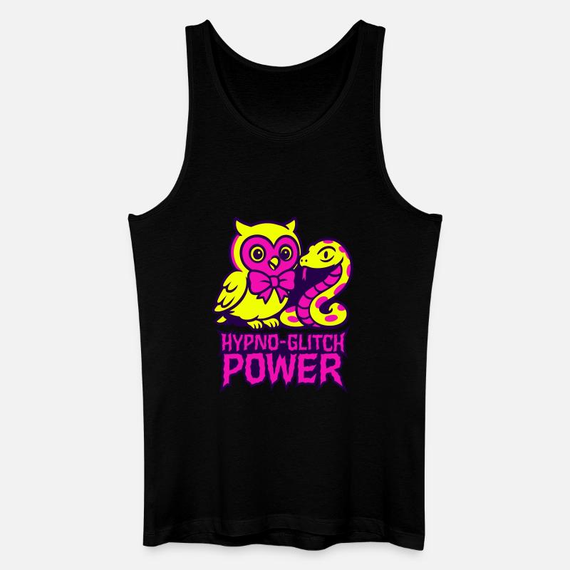 Hypno Glitch Owl and Snake - Männer Bio Tank Top - Schwarz