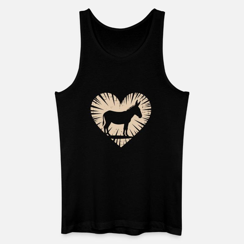 Herz mit Esel Silhouette - Männer Bio Tank Top - Schwarz