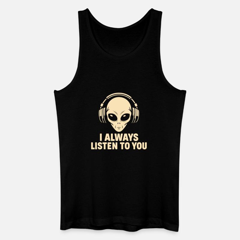 Außerirdischer mit Kopfhörer  - Männer Bio Tank Top - Schwarz