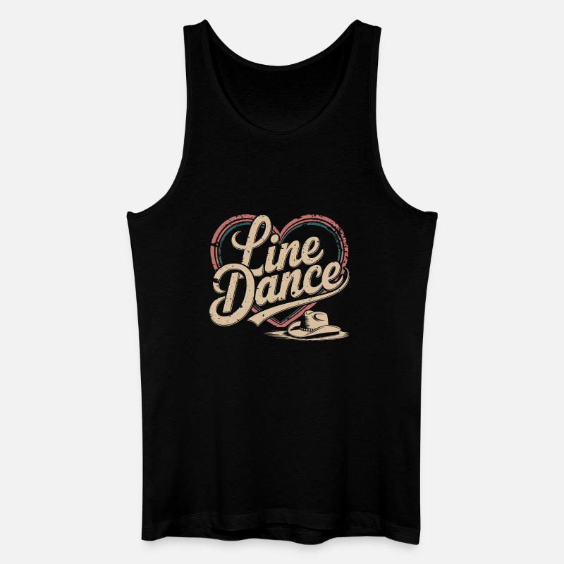 Line Dance Heart Retro Design - Männer Bio Tank Top - Schwarz